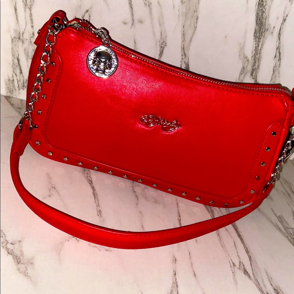 NWT Ed Hardy Red Studded Crossbody Purse